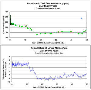 Temperatur CO2 50000 Jahre