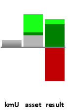 Das AssetRanking ist ein Vermögensvergleich mit einem durchschnittlichen KMU. Links der Assetvergleich, rechts das operative Ergebnis
