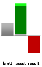 Das AssetRanking ist ein Vermögensvergleich mit einem durchschnittlichen KMU. Links der Assetvergleich, rechts das operative Ergebnis