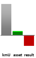 Das AssetRanking ist ein Vermögensvergleich mit einem durchschnittlichen KMU. Links der Assetvergleich, rechts das operative Ergebnis