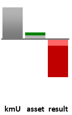 Das AssetRanking ist ein Vermögensvergleich mit einem durchschnittlichen KMU. Links der Assetvergleich, rechts das operative Ergebnis