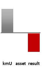 Das AssetRanking ist ein Vermögensvergleich mit einem durchschnittlichen KMU. Links der Assetvergleich, rechts das operative Ergebnis