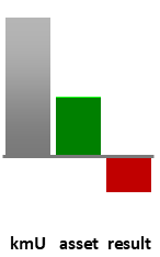 Das AssetRanking ist ein Vermögensvergleich mit einem durchschnittlichen KMU. Links der Assetvergleich, rechts das operative Ergebnis