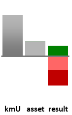 Das AssetRanking ist ein Vermögensvergleich mit einem durchschnittlichen KMU. Links der Assetvergleich, rechts das operative Ergebnis
