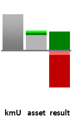 Das AssetRanking ist ein Vermögensvergleich mit einem durchschnittlichen KMU. Links der Assetvergleich, rechts das operative Ergebnis