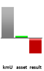 Das AssetRanking ist ein Vermögensvergleich mit einem durchschnittlichen KMU. Links der Assetvergleich, rechts das operative Ergebnis