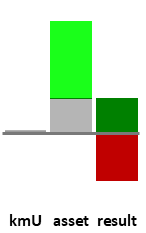 Das AssetRanking ist ein Vermögensvergleich mit einem durchschnittlichen KMU. Links der Assetvergleich, rechts das operative Ergebnis