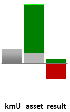 Das AssetRanking ist ein Vermögensvergleich mit einem durchschnittlichen KMU. Links der Assetvergleich, rechts das operative Ergebnis