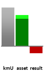 Das AssetRanking ist ein Vermögensvergleich mit einem durchschnittlichen KMU. Links der Assetvergleich, rechts das operative Ergebnis