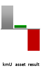 Das AssetRanking ist ein Vermögensvergleich mit einem durchschnittlichen KMU. Links der Assetvergleich, rechts das operative Ergebnis