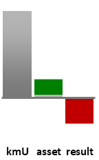 Das AssetRanking ist ein Vermögensvergleich mit einem durchschnittlichen KMU. Links der Assetvergleich, rechts das operative Ergebnis
