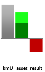 Das AssetRanking ist ein Vermögensvergleich mit einem durchschnittlichen KMU. Links der Assetvergleich, rechts das operative Ergebnis