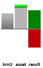 Das AssetRanking ist ein Vermögensvergleich mit einem durchschnittlichen KMU. Links der Assetvergleich, rechts das operative Ergebnis