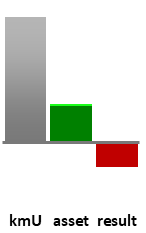 Das AssetRanking ist ein Vermögensvergleich mit einem durchschnittlichen KMU. Links der Assetvergleich, rechts das operative Ergebnis
