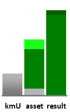 Das AssetRanking ist ein Vermögensvergleich mit einem durchschnittlichen KMU. Links der Assetvergleich, rechts das operative Ergebnis