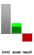 Das AssetRanking ist ein Vermögensvergleich mit einem durchschnittlichen KMU. Links der Assetvergleich, rechts das operative Ergebnis