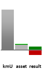 Das AssetRanking ist ein Vermögensvergleich mit einem durchschnittlichen KMU. Links der Assetvergleich, rechts das operative Ergebnis