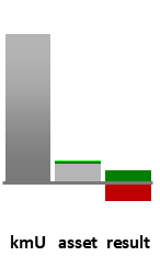 Das AssetRanking ist ein Vermögensvergleich mit einem durchschnittlichen KMU. Links der Assetvergleich, rechts das operative Ergebnis