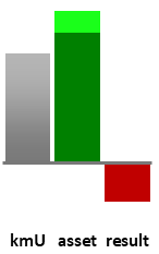 Das AssetRanking ist ein Vermögensvergleich mit einem durchschnittlichen KMU. Links der Assetvergleich, rechts das operative Ergebnis