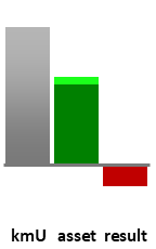 Das AssetRanking ist ein Vermögensvergleich mit einem durchschnittlichen KMU. Links der Assetvergleich, rechts das operative Ergebnis