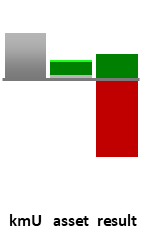 Das AssetRanking ist ein Vermögensvergleich mit einem durchschnittlichen KMU. Links der Assetvergleich, rechts das operative Ergebnis