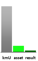 Das AssetRanking ist ein Vermögensvergleich mit einem durchschnittlichen KMU. Links der Assetvergleich, rechts das operative Ergebnis