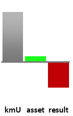Das AssetRanking ist ein Vermögensvergleich mit einem durchschnittlichen KMU. Links der Assetvergleich, rechts das operative Ergebnis