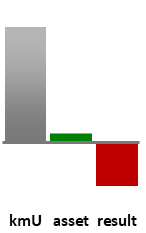Das AssetRanking ist ein Vermögensvergleich mit einem durchschnittlichen KMU. Links der Assetvergleich, rechts das operative Ergebnis