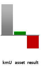 Das AssetRanking ist ein Vermögensvergleich mit einem durchschnittlichen KMU. Links der Assetvergleich, rechts das operative Ergebnis