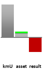 Das AssetRanking ist ein Vermögensvergleich mit einem durchschnittlichen KMU. Links der Assetvergleich, rechts das operative Ergebnis