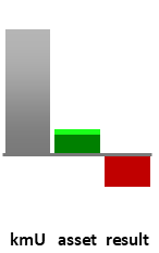 Das AssetRanking ist ein Vermögensvergleich mit einem durchschnittlichen KMU. Links der Assetvergleich, rechts das operative Ergebnis