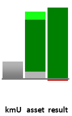 Das AssetRanking ist ein Vermögensvergleich mit einem durchschnittlichen KMU. Links der Assetvergleich, rechts das operative Ergebnis
