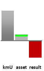 Das AssetRanking ist ein Vermögensvergleich mit einem durchschnittlichen KMU. Links der Assetvergleich, rechts das operative Ergebnis