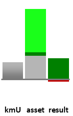 Das AssetRanking ist ein Vermögensvergleich mit einem durchschnittlichen KMU. Links der Assetvergleich, rechts das operative Ergebnis