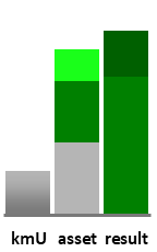 Das AssetRanking ist ein Vermögensvergleich mit einem durchschnittlichen KMU. Links der Assetvergleich, rechts das operative Ergebnis