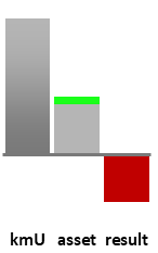 Das AssetRanking ist ein Vermögensvergleich mit einem durchschnittlichen KMU. Links der Assetvergleich, rechts das operative Ergebnis