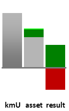 Das AssetRanking ist ein Vermögensvergleich mit einem durchschnittlichen KMU. Links der Assetvergleich, rechts das operative Ergebnis