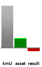 Das AssetRanking ist ein Vermögensvergleich mit einem durchschnittlichen KMU. Links der Assetvergleich, rechts das operative Ergebnis