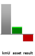 Das AssetRanking ist ein Vermögensvergleich mit einem durchschnittlichen KMU. Links der Assetvergleich, rechts das operative Ergebnis