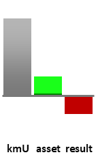 Das AssetRanking ist ein Vermögensvergleich mit einem durchschnittlichen KMU. Links der Assetvergleich, rechts das operative Ergebnis