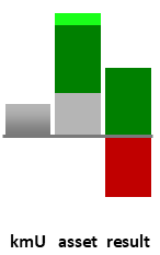 Das AssetRanking ist ein Vermögensvergleich mit einem durchschnittlichen KMU. Links der Assetvergleich, rechts das operative Ergebnis