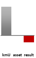 Das AssetRanking ist ein Vermögensvergleich mit einem durchschnittlichen KMU. Links der Assetvergleich, rechts das operative Ergebnis