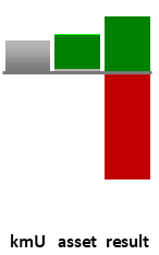 Das AssetRanking ist ein Vermögensvergleich mit einem durchschnittlichen KMU. Links der Assetvergleich, rechts das operative Ergebnis