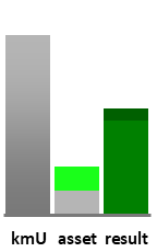 Das AssetRanking ist ein Vermögensvergleich mit einem durchschnittlichen KMU. Links der Assetvergleich, rechts das operative Ergebnis