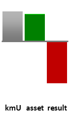 Das AssetRanking ist ein Vermögensvergleich mit einem durchschnittlichen KMU. Links der Assetvergleich, rechts das operative Ergebnis