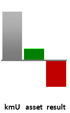 Das AssetRanking ist ein Vermögensvergleich mit einem durchschnittlichen KMU. Links der Assetvergleich, rechts das operative Ergebnis