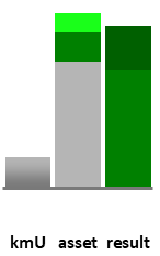 Das AssetRanking ist ein Vermögensvergleich mit einem durchschnittlichen KMU. Links der Assetvergleich, rechts das operative Ergebnis