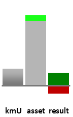 Das AssetRanking ist ein Vermögensvergleich mit einem durchschnittlichen KMU. Links der Assetvergleich, rechts das operative Ergebnis