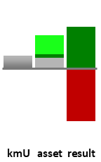 Das AssetRanking ist ein Vermögensvergleich mit einem durchschnittlichen KMU. Links der Assetvergleich, rechts das operative Ergebnis