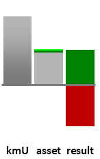 Das AssetRanking ist ein Vermögensvergleich mit einem durchschnittlichen KMU. Links der Assetvergleich, rechts das operative Ergebnis